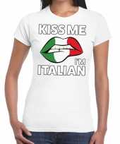 Kiss me i am italian t-shirt wit dames trend
