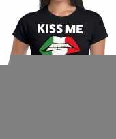 Kiss me i am italian t-shirt zwart dames trend