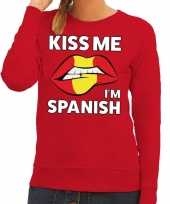 Kiss me i am spanish sweater rood dames trend