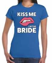 Kiss me i am the bride t-shirt blauw dames trend