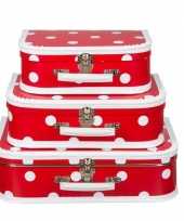 Knutsel koffertje rood polkadot 25 cm trend