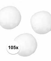 Knutsel materiaal witte pompons 25 mm 105 stuks trend