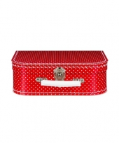 Koffertje rood met witte stippen 25 cm trend