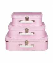 Koffertje roze met stippen wit 30 cm trend