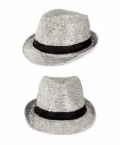 Kojak verkleed hoedje zilver met glitters trend