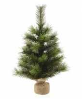 Kunst kerstboom groen in jute zak 45 cm trend