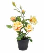 Kunstplant roos geel 40 cm in pot trend
