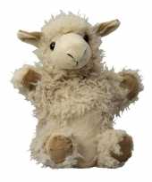 Lama speelgoed artikelen lama alpaca handpop knuffelbeest lichtbruin 22 cm trend