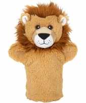 Leeuwen speelgoed artikelen leeuw handpop knuffelbeest bruin 24 cm trend