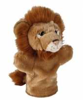Leeuwen speelgoed artikelen leeuw handpop knuffelbeest bruin 26 cm trend