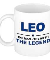 Leo the man the myth the legend collega kado mokken bekers 300 ml trend