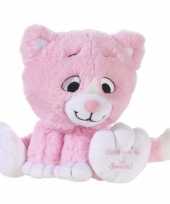 Lichtroze knuffel kat poes give me a smile 14 cm trend