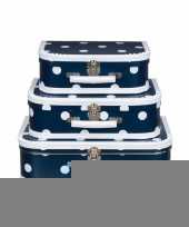 Logeerkoffer navy wit 25 cm trend