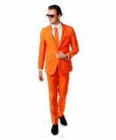 Luxe oranje kostuum inclusief das trend