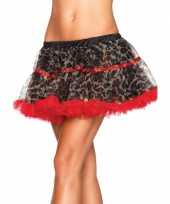 Luxe petticoat voor dames luipaard print met rood trend