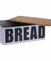 Metalen brood trommel met plank 32 cm trend
