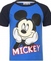 Mickey mouse t-shirt blauw zwart voor jongens trend