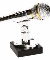 Microfoon trofee zilver 15 cm trend