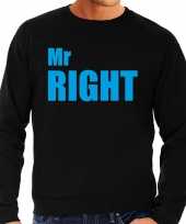 Mr right sweater trui zwart met blauwe letters voor heren trend