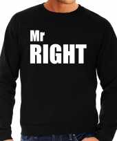 Mr right sweater trui zwart met witte letters voor heren trend