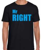 Mr right t-shirt zwart met blauwe letters voor heren trend