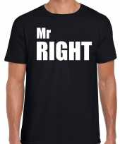 Mr right t-shirt zwart met witte letters voor heren trend