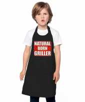 Natural born griller barbecueschort keukenschort zwart kindere trend