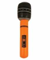 Neon oranje opblaasbare microfoon 40 cm trend