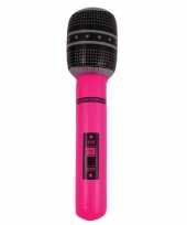 Neon roze opblaasbare microfoon 40 cm trend