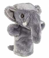 Olifanten speelgoed artikelen olifant handpop knuffelbeest grijs 26 cm trend