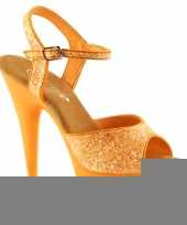 Oranje glitter sandalen met enkelbandje trend
