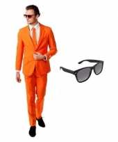 Oranje heren kostuum maat 46 s met gratis zonnebril trend