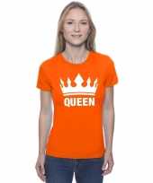 Oranje koningsdag queen shirt met kroon dames trend