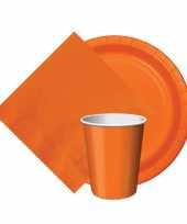 Oranje tafeldecoratie set 8 bordjes 8 bekertjes 20 servetten trend