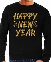 Oud en nieuw trui sweater happy new year goud op zwart heren trend