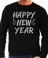 Oud en nieuw trui sweater happy new year zilver op zwart heren trend