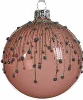 Oud roze kerstversiering transparante kerstballen van glas 8 cm trend 10104725