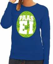 Paas sweater blauw met groen ei voor dames trend