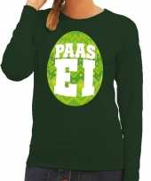 Paas sweater groen met fel groen ei voor dames trend