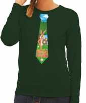Paashaas stropdas vrolijk pasen sweater groen voor dames trend