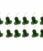 Papieren mini kerstklok 8 cm groen 12 stuks trend