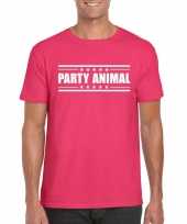 Party animal t-shirt fuscia roze heren trend