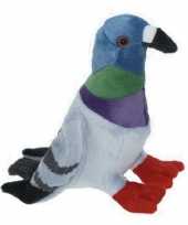 Pluche gekleurde duif duiven knuffel 19 cm speelgoed trend