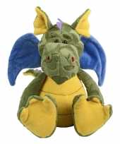 Pluche knuffel draak blauwe vleugels 34 cm trend