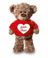 Pluche knuffel teddybeer 24 cm met liefste papa hartje t-shirt trend