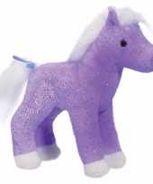 Pluche paard paars met glitters 18 cm trend