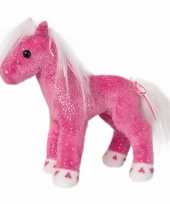 Pluche paard roze met glitters 18 cm trend