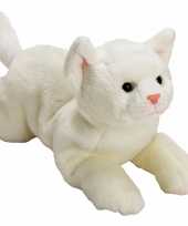 Pluche witte poes kat knuffel liggend 33 cm trend