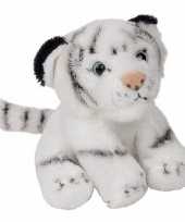 Pluche zittende witte tijger knuffeldier 15cm trend