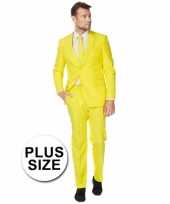 Plus size heren kostuum geel trend
